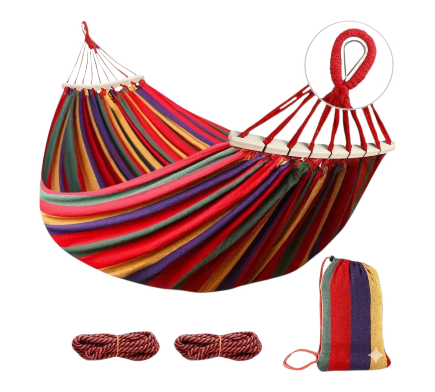 Portable Summer Hammock with Wooden Sticks