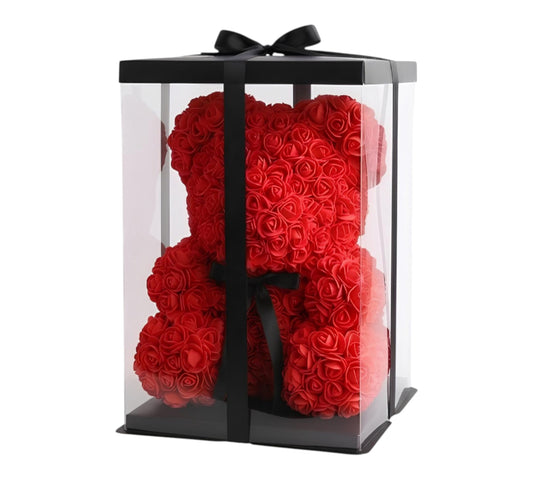 Eternal Red Rose Teddy Bear in Luxury Gift Box