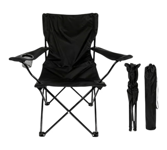 Folding Black Summer Camping Chair – Portable Outdoor & Beach Seat