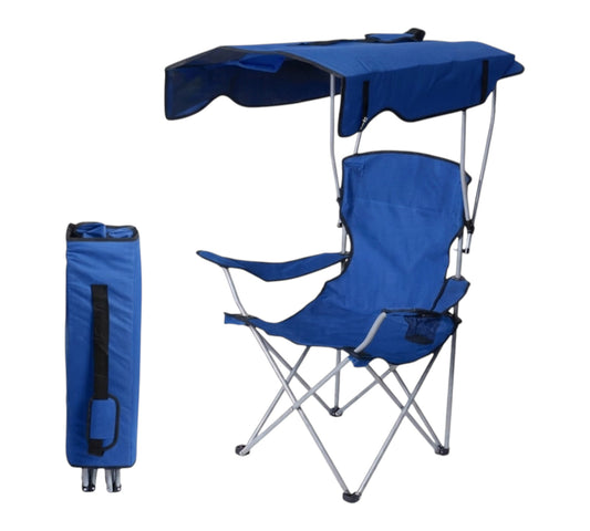 Blue Folding Summer Canopy Chair – Portable Sunshade Beach & Camping Seat