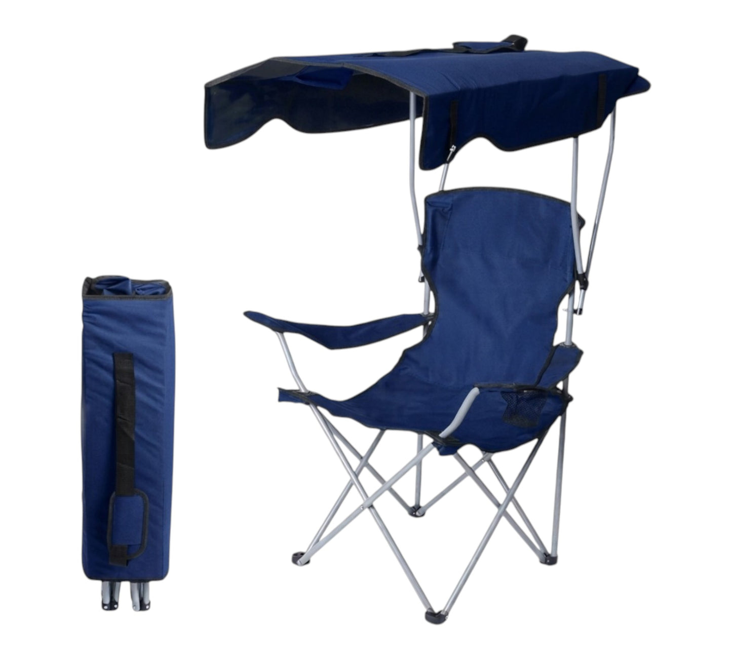 Navy Blue Folding Summer Canopy Chair – Portable Sunshade Beach & Camping Seat