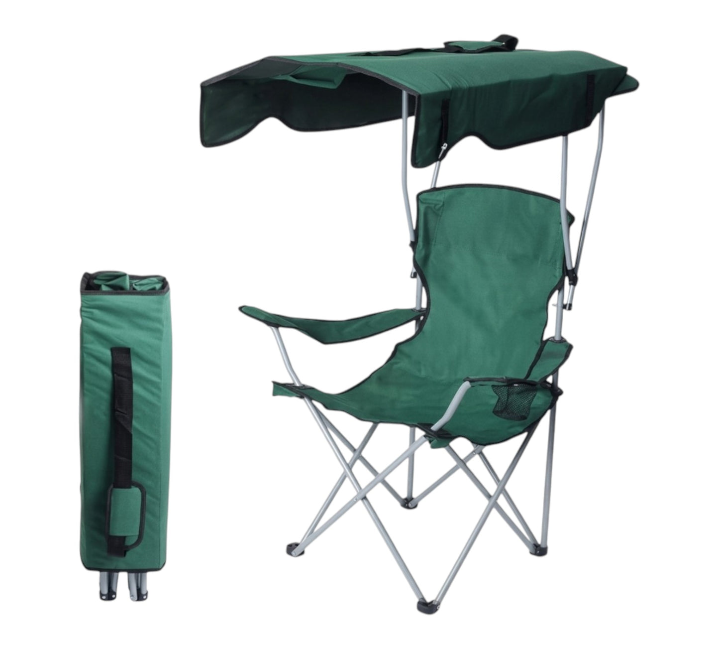 Green Folding Summer Canopy Chair – Portable Sunshade Beach & Camping Seat